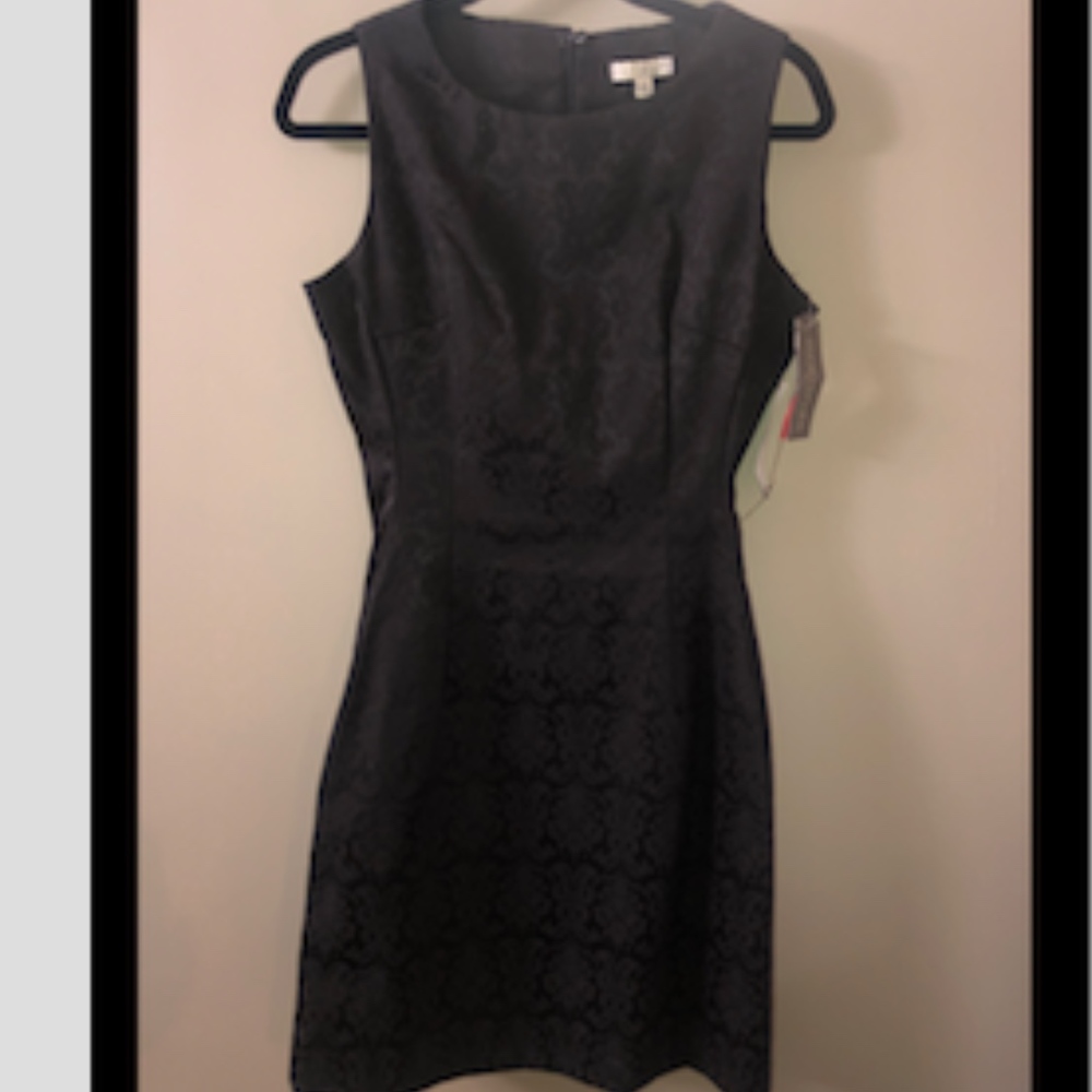 Eva Mendes Black Brocade Tone On Tone Dress